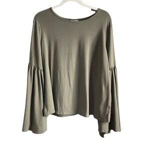 AVA &VIV women size XL bell sleeve olive color blouse